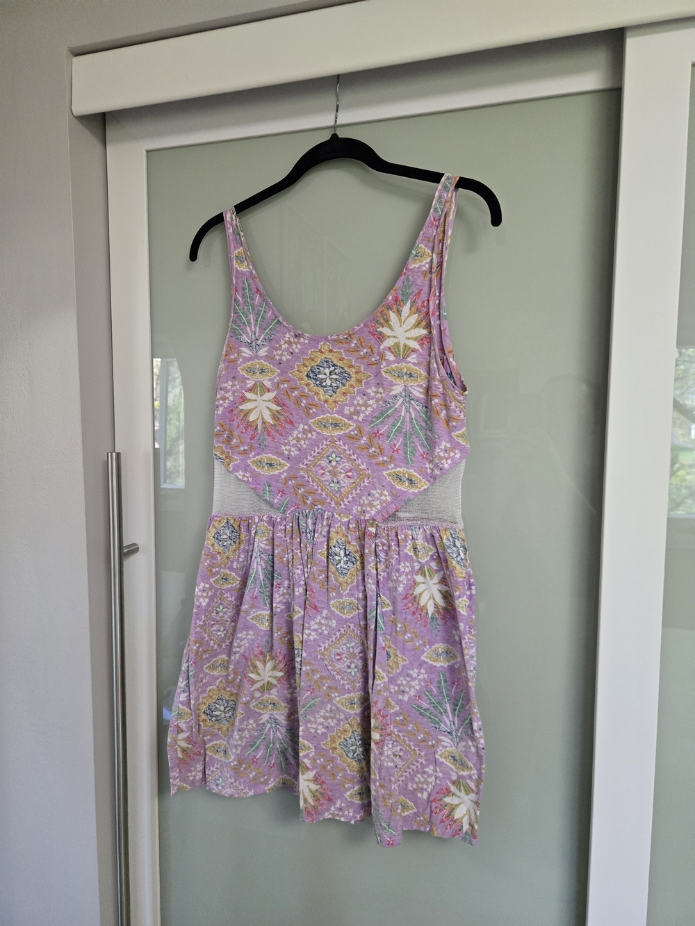Tallow X Free People Cotton Lilac Floral-Print Mesh Side Panel Mini Dress